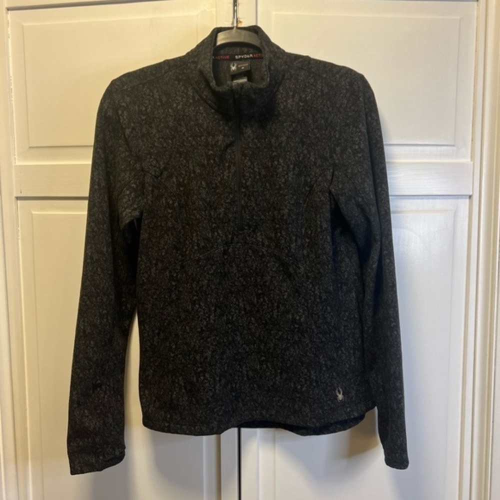 Spyder Active 1/4 Zip Fleece Pullover Black/Gray Patterned Size Women’s Medium